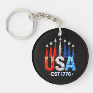 Porte-clés Avions de chasse du 4 juillet Usa Patriotique