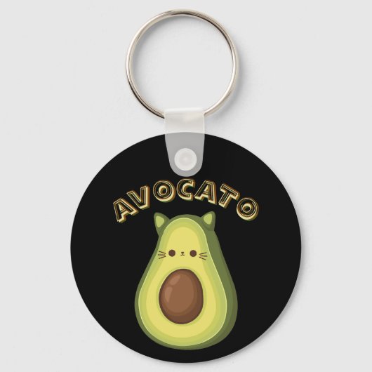 Porte-clés AVOCATO - Drôle mignon Chat & Amateurs d'Avocado P (Recto)