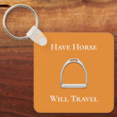 Porte-clés "Avoir Cheval Voyage" Fer d'Eau Orange (Recto)