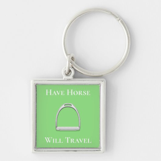 Porte-clés "Avoir Cheval Voyage" Stirrup Fer Lime Vert (Devant)