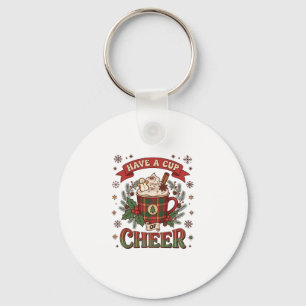 Porte-clés Avoir une tasse de Noël avec un motif à carreaux d