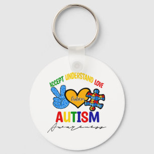 Porte-clés Awesome Autism Soutien Paix Amour Accepter Autisme