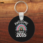 Porte-clés Awesome Since 2016 9th Birthday Rainbow Born In 20 (Recto)