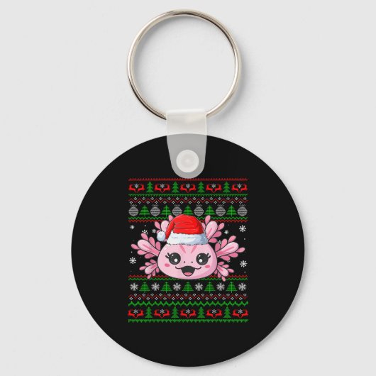 Porte-clés Axolotl Christmas Ugly Sweater Santa Axolotl Head (Recto)