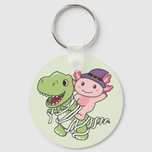Porte-clés Axolotl Halloween heureux T-rex costume maman Keyc