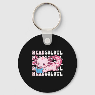 Porte-clés Axolotl lit un livre kawaii lecture de livres pour