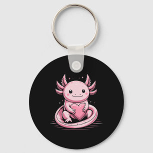 Porte-clés Axolotl tenant un cœur Saint-Valentin Mignon Valen