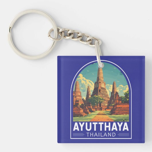 Porte-clés Ayutthaya Thailand Travel Art Emblem (Devant)