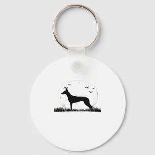 Porte-clés Azawakh Chien � Halloween Lune Silhouette Classiqu