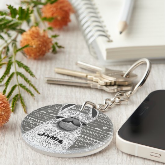 Porte-clés Aztec Abstrait géométrique Mama Llama (Devant Droit)