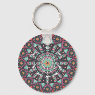 Porte-clés Aztec géométrique : Motif circulaire coloré