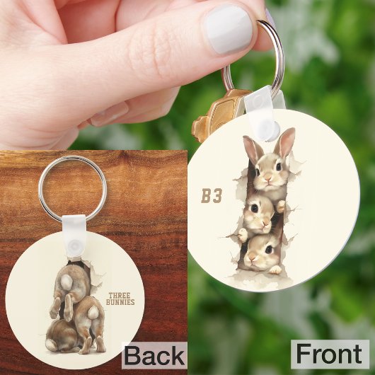 Porte-clés B3 Three Bunnies 3D Illusion