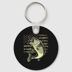 Porte-clés B Pêche de poisson Usa Drapeau américain Camouflag