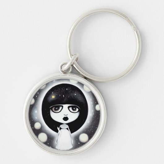 Porte-clés B&W Pop Surréalisme Petite poupée (Devant)