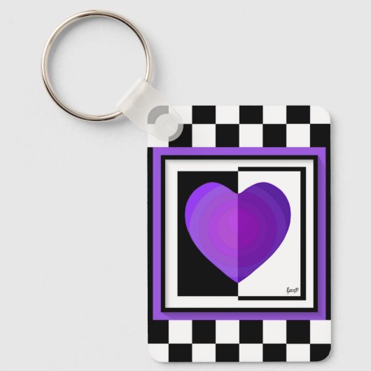 Porte-clés B&W Purple Hearts Beating (Recto)