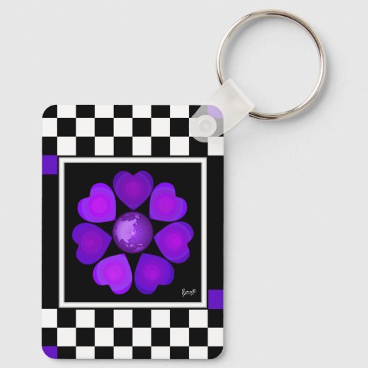Porte-clés B&W Purple Hearts Beating (Verso)