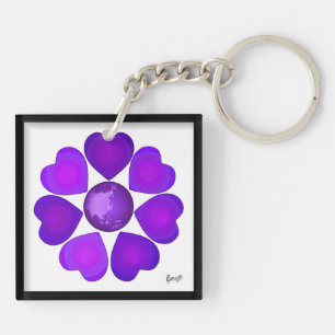Porte-clés B&W Purple Hearts Beating