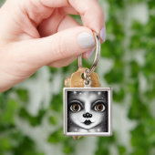 Porte-clés B&W Surreal Pop Big Eyes Mime (main)