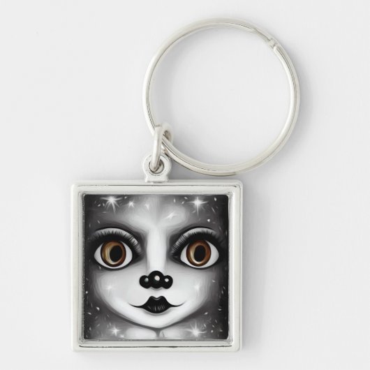 Porte-clés B&W Surreal Pop Big Eyes Mime (Devant)