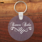 Porte-clés babe bunco avec lettrage blanc et cuir violet (Recto)