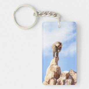 Porte-clés Babouin singe au sommet d'une montagne