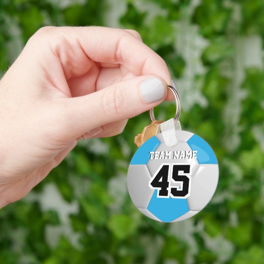 Porte-clés Baby Blue & White Team Soccer Ball (main)