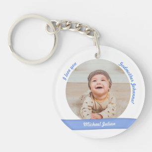 Porte-clés Baby Boy 2 Photos Noms Date De Naissance Pour Godm