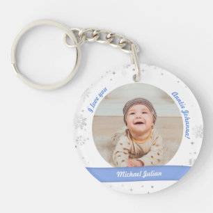 Porte-clés Baby Boy 2 Photos Noms Naissance Pour Tante Snow X