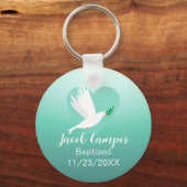 Porte-clés Baby Boy Baptism Dove Clouds Photo Frame (Verso)