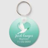 Porte-clés Baby Boy Baptism Dove Clouds Photo Frame (Verso)