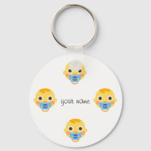 Porte-clés Baby Emoji Face et '' Votre nom ici "