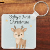 Porte-clés Baby first christmas reindeer cute tiny festive  (Verso)