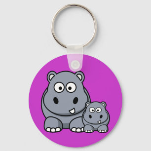 Porte-clés Baby Hippo Famille, Safari sauvage mignon