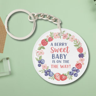 Porte-clés Baby-Shower Aquarelle aux Fruits Délicieux