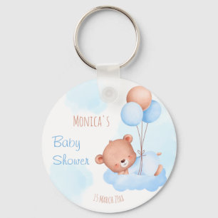 Porte-clés Baby shower d'aquarelle d'ours bleu pastel