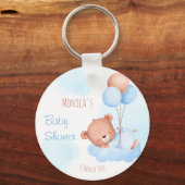 Porte-clés Baby shower d'aquarelle d'ours bleu pastel (Recto)