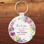 Porte-clés Baby shower de Merci de  de couronne de fleurs vio (Recto)