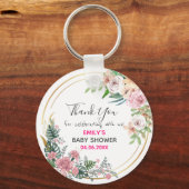 Porte-clés Baby shower de Merci de  rose fleuri (Recto)