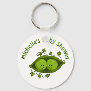 Porte-clés Baby Shower Deux Petits Pois Dans Une Cosse Person