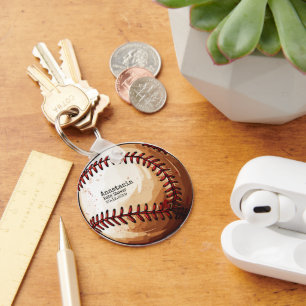 Porte-clés Baby Shower Forme Balle de Baseball Aquarelle Mini