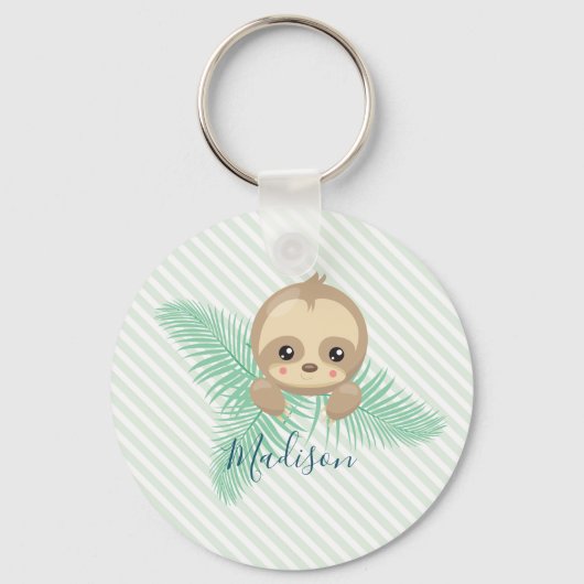 Porte-clés Baby shower Green Happy Baby Sloth (Recto)