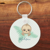 Porte-clés Baby shower Green Happy Baby Sloth (Recto)
