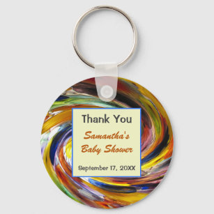 Porte-clés Baby Shower Thank You Swirled Colorful Keepsake
