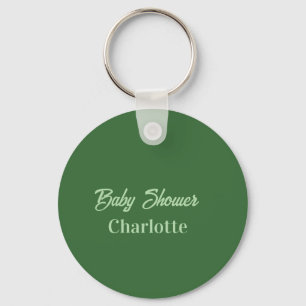 Porte-clés Baby shower vert forêt pastel nom simpleminimal