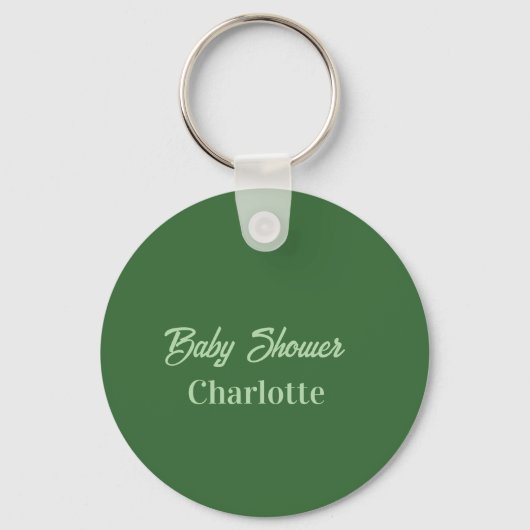 Porte-clés Baby shower vert forêt pastel nom simpleminimal (Recto)