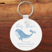 Porte-clés Baby shower Watercolor Blue Whale (Recto)