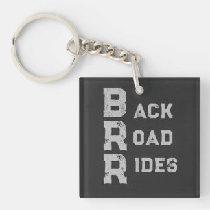 Porte-clés "Back Road Rides" Logo Gris Lettres