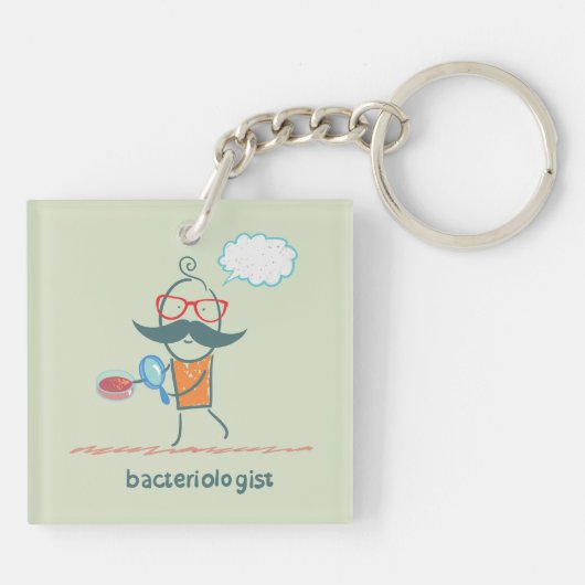 Porte-clés Bactériologiste drôle scientifique avec grande mou (Dos)