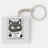 Porte-clés Bad Cattitude - Mugshot de chat noir (Dos)