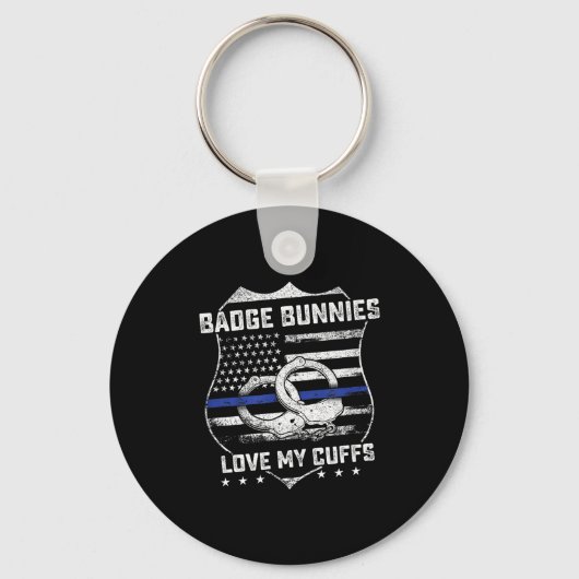 Porte-clés Badge Bunnies Love My Cuffs Funny Lice Humor  (Recto)